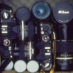 Nikon Fotoaurüstung von Fotograf Svend Krumnacker 1984
